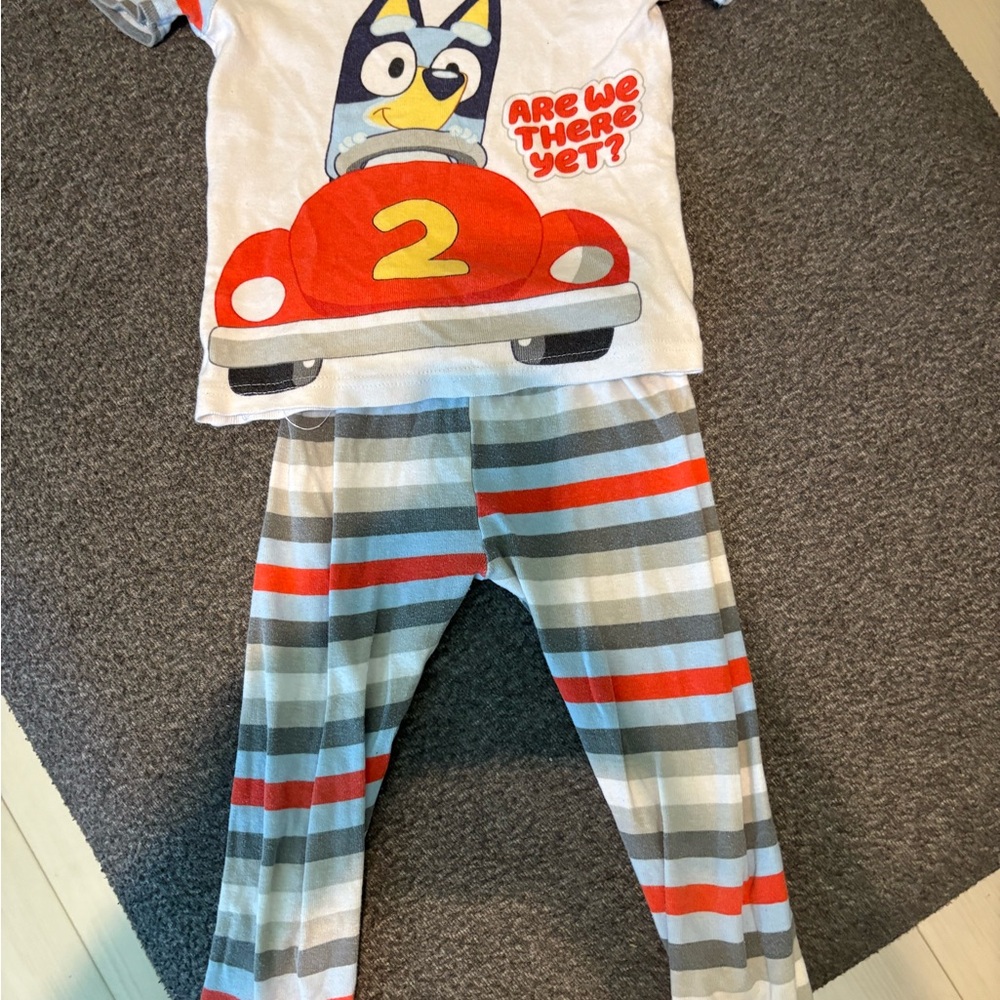 Kids Bluey Cartoon Car Pajama Set